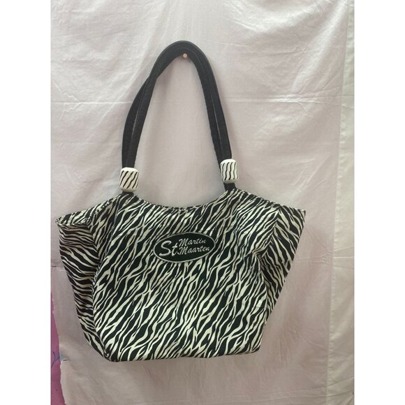 Rima Beach world  St. Martin Black & White Large Travel/ Beach Bag w coin purse - Picture 1 of 8